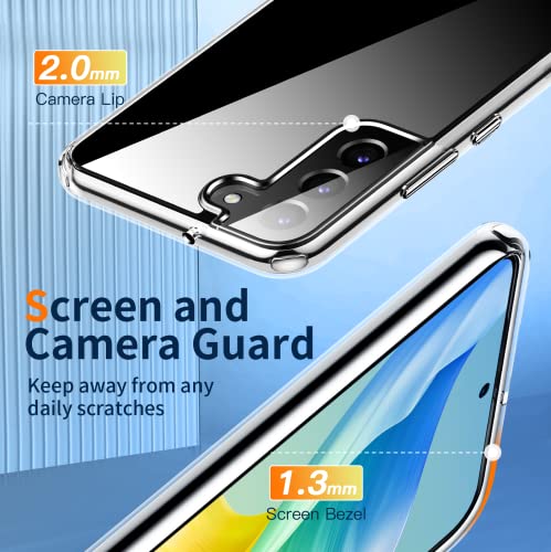 Meifigno Funda transparente para Samsung Galaxy S22+ Plus (6.6 pulgadas), [20X Anti-Amarillo] [Protección de grado militar y supertransparente] Tapa dura con funda de parachoques suave para Galaxy S22 Plus, Serie Natural