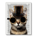 Gato Steampunk, impresión de arte de diccionario vintage