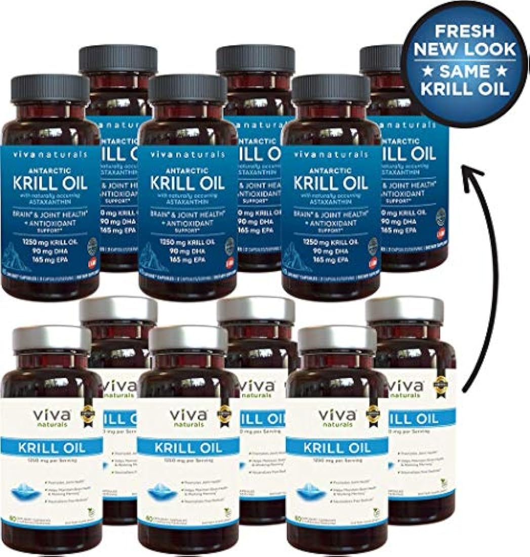 Krill Oil Suplemento – Aceite de Krill Antártico 1250 mg, Crill Oil Omega 3 con Astaxanthin, Suplementos DHA para la salud de las articulaciones y el cerebro, sin sabor pesado y fácil de tragar, 360 cápsulas