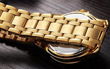 Reloj de acero inoxidable dorado, cristales estilo clásico