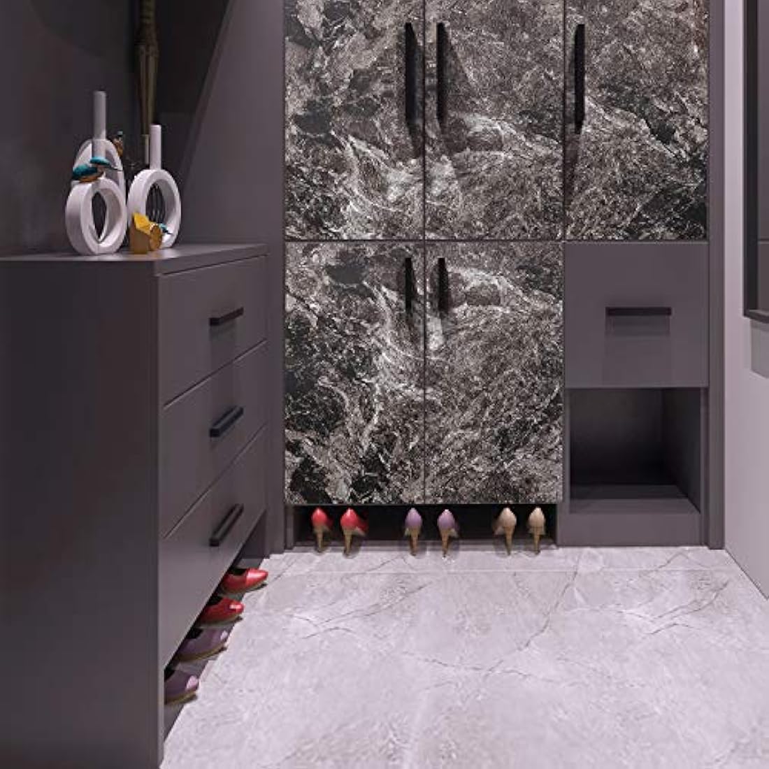 Papel de pared de mármol oscuro para cubiertas  15.8x78.8
