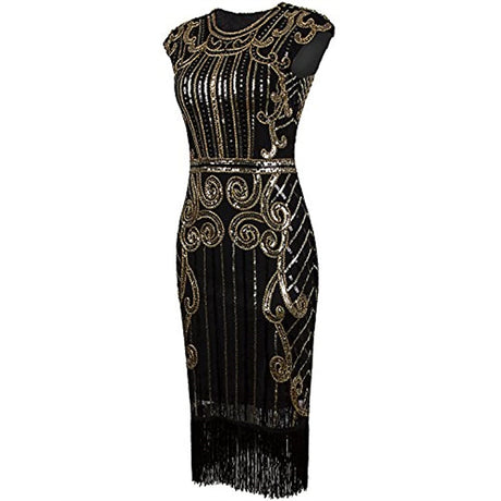 Disfraces vestido largo inspirado en 1920 con lentejuelas