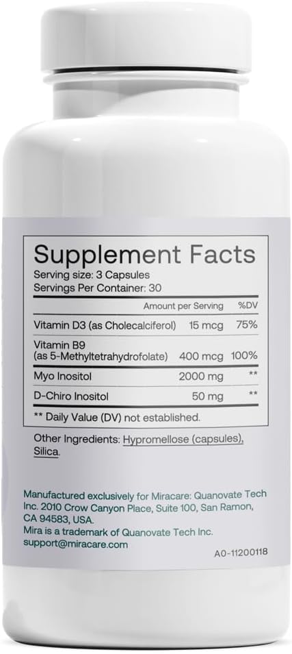 MIRA PCOS Suplemento, Inositol y D-Chiro 40:1 90c