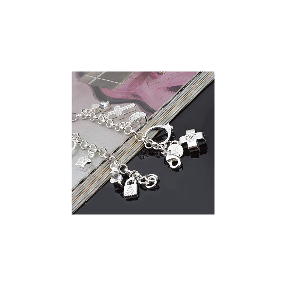Pulseras y tobilleras de plata con 13 piezas colgantes