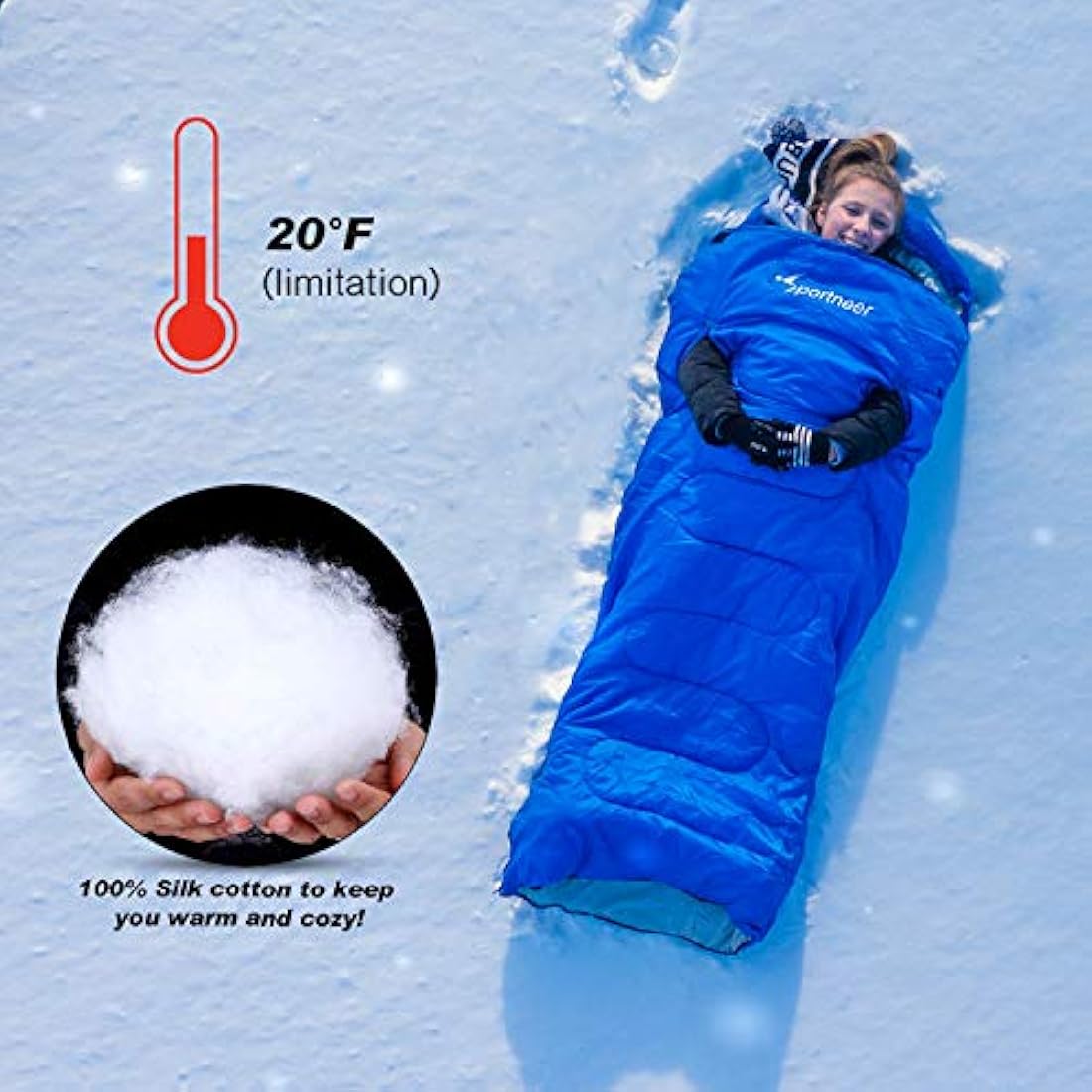 Saco de dormir portátil para invierno con orificios
