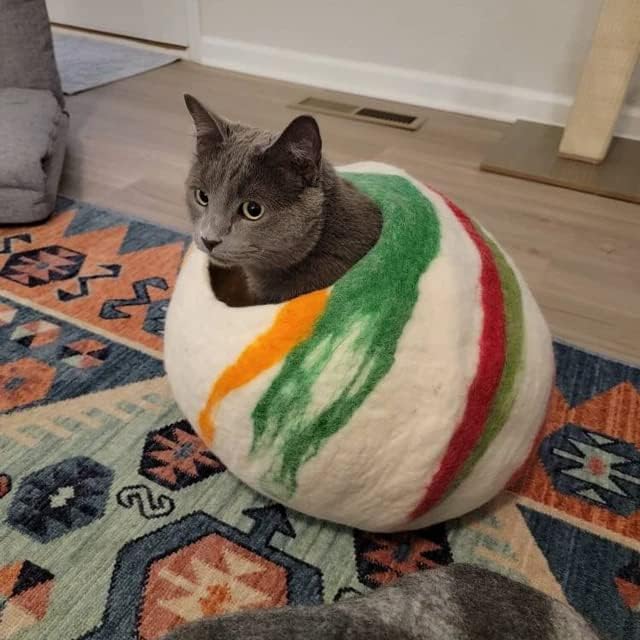 Cueva para Gatos Woolygon - 100% Lana Merino, Diseño Plegable
