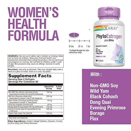 Solaray Phytoestrogen Plus EFA 's Suplemento, 60 unidades