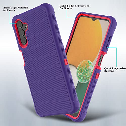 Leptech Funda para Samsung Galaxy A13 5G con protector de pantalla de TPU, [Serie Holster] con clip de cinturón protector resistente, cuerpo completo, resistente, a prueba de golpes, antideslizante, funda para teléfono celular (morado)