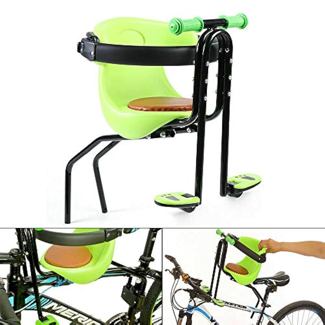 Asiento de bicicleta para niños portátil con pedal