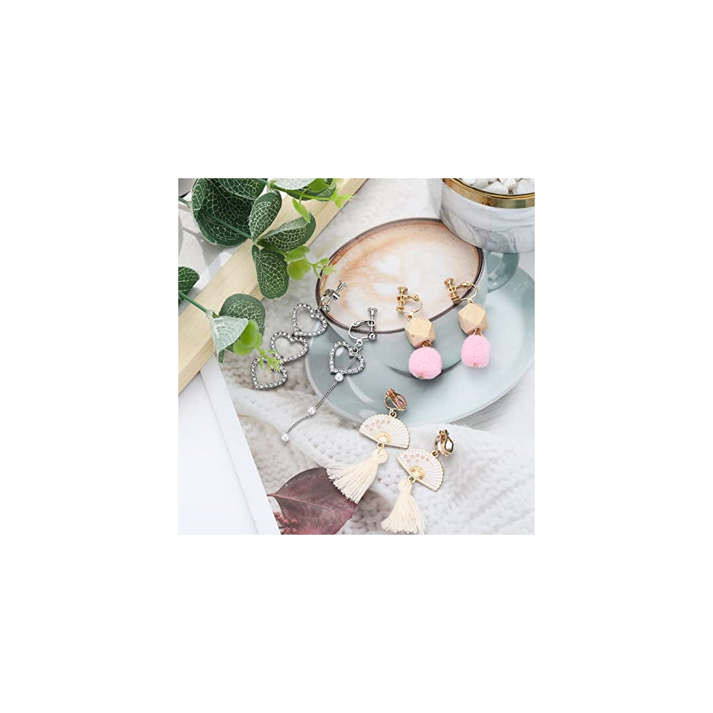 Aretes colgantes de clip para mujeres 16 pares
