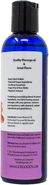 Aceite con sabor a caramelo para masaje muscular LICK