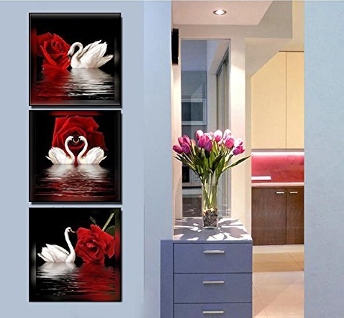 Amoy Art – Cisnes y rosas, modernas reproducciones en lona
