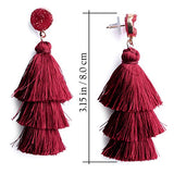 Aretes de borla de colores diseño bohemio con borla