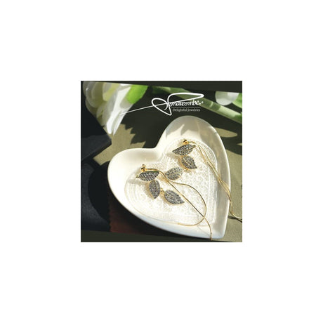 Aretes colgantes de borla de cadena de hoja de diamantes