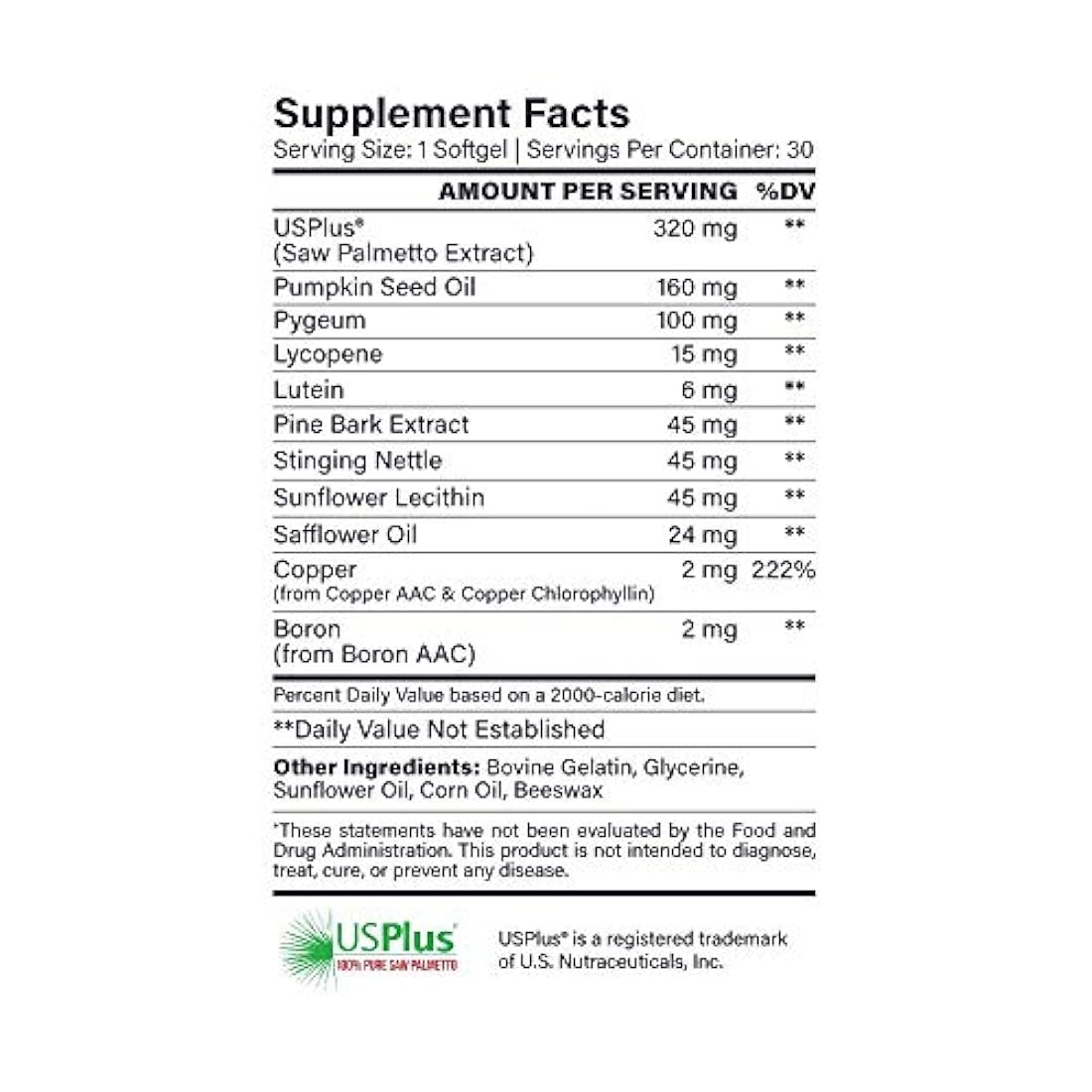 Suplemento de apoyo a la próstata de Palmetto Prostata 1MD
