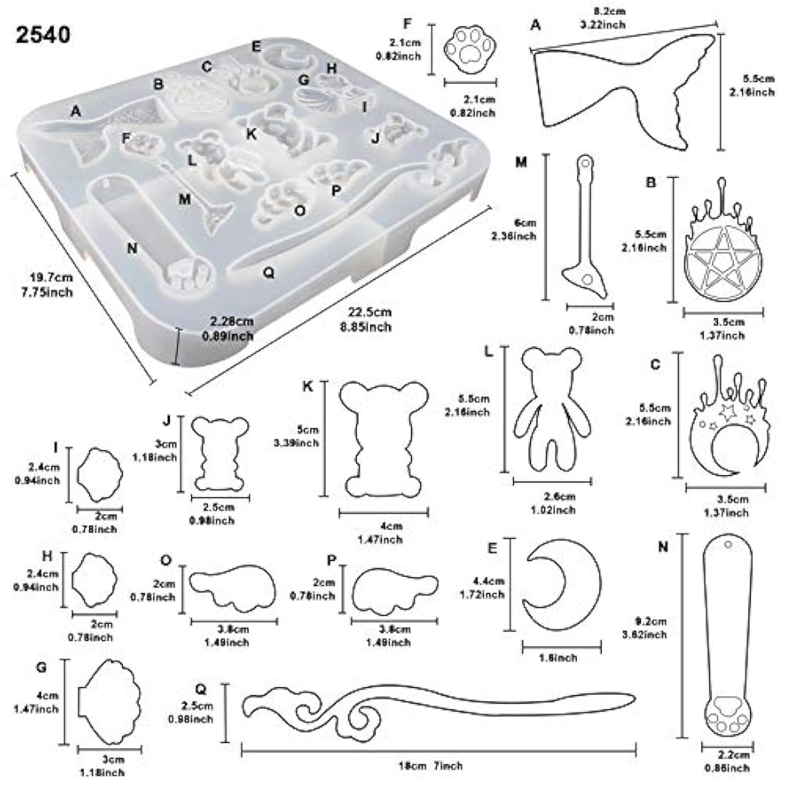 Juego de moldes de resina para hacer joyas, colgantes y colgantes, molde de silicona con 3 ojos de gatito, con llavero, extensión de cadena, ojo de tornillo, anillos de salto, domo de ojo de gato, 218 unidades