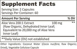 Suplemento aloe vera orgánico equivalente a 20,000 mg- RAW