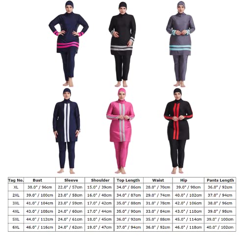 Trajes de baño musulmanes de talla grande para mujer, trajes de baño modestos islámicos Burkini de cobertura completa, 3 piezas de trajes de baño gordo