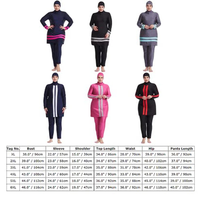 Trajes de baño musulmanes de talla grande para mujer, trajes de baño modestos islámicos Burkini de cobertura completa, 3 piezas de trajes de baño gordo