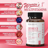 Multivitamina para mujeres - Suplemento para energía, inmunidad y apoyo femenino - Vitaminas diarias para mujeres con biotina, calcio, magnesio - Sin OGM, Multivitamina de mujeres vegetarianas - 120 cápsulas
