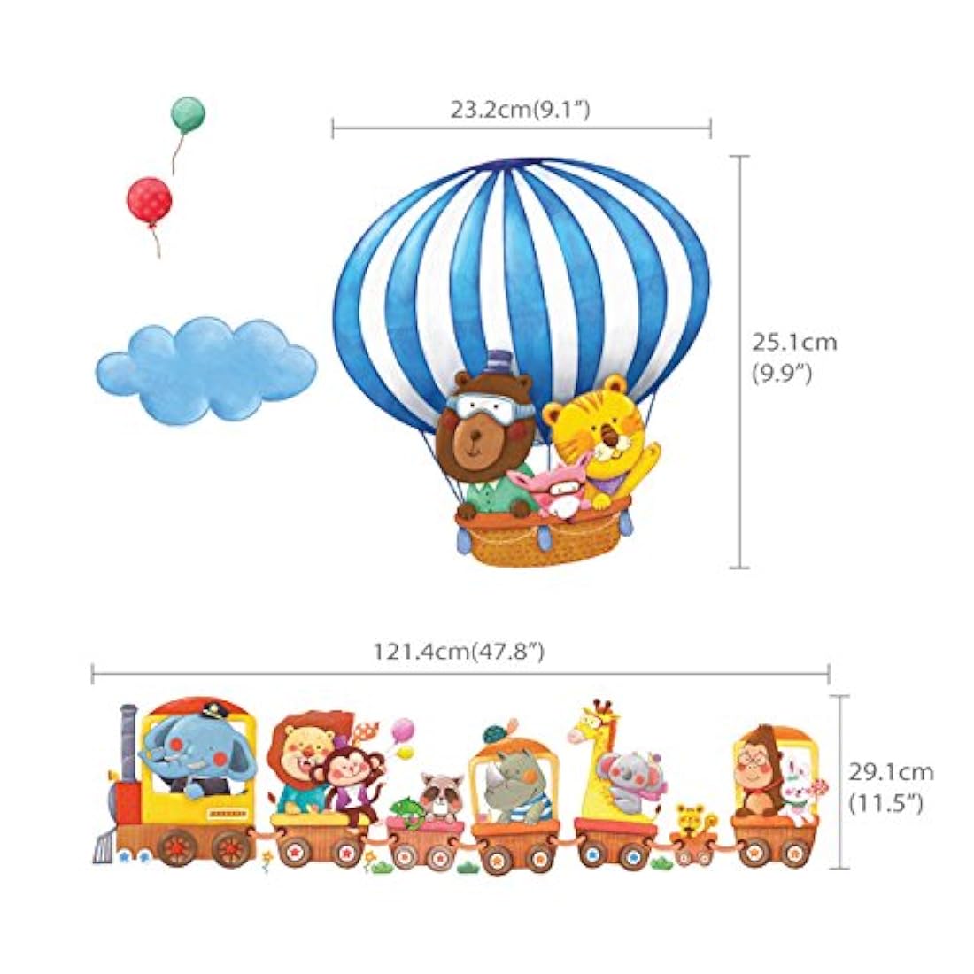 Tren de animales y globos aerostáticos - DECOWALL