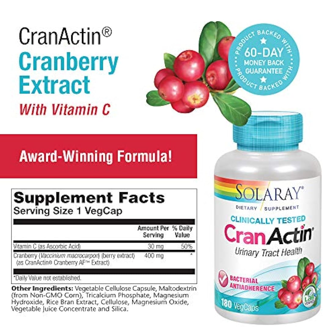 Solaray – Cranactin Arándano AF Extracto 400 mg., 1, 1