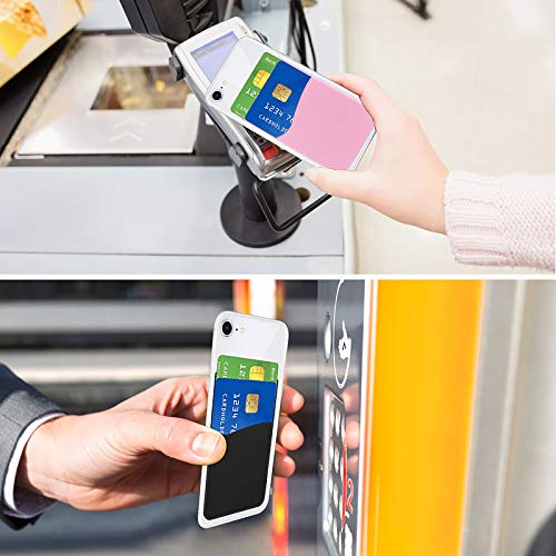 Senose - Cartera para teléfono móvil, tarjetero de silicona para tarjeta de crédito para la parte posterior del teléfono, tarjeta de visita e identificación compatible con iPhone, Android, cualquier teléfono inteligente
