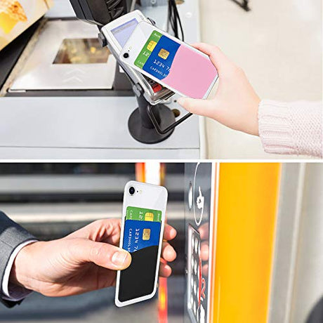 Senose - Cartera para teléfono móvil, tarjetero de silicona para tarjeta de crédito para la parte posterior del teléfono, tarjeta de visita e identificación compatible con iPhone, Android, cualquier teléfono inteligente