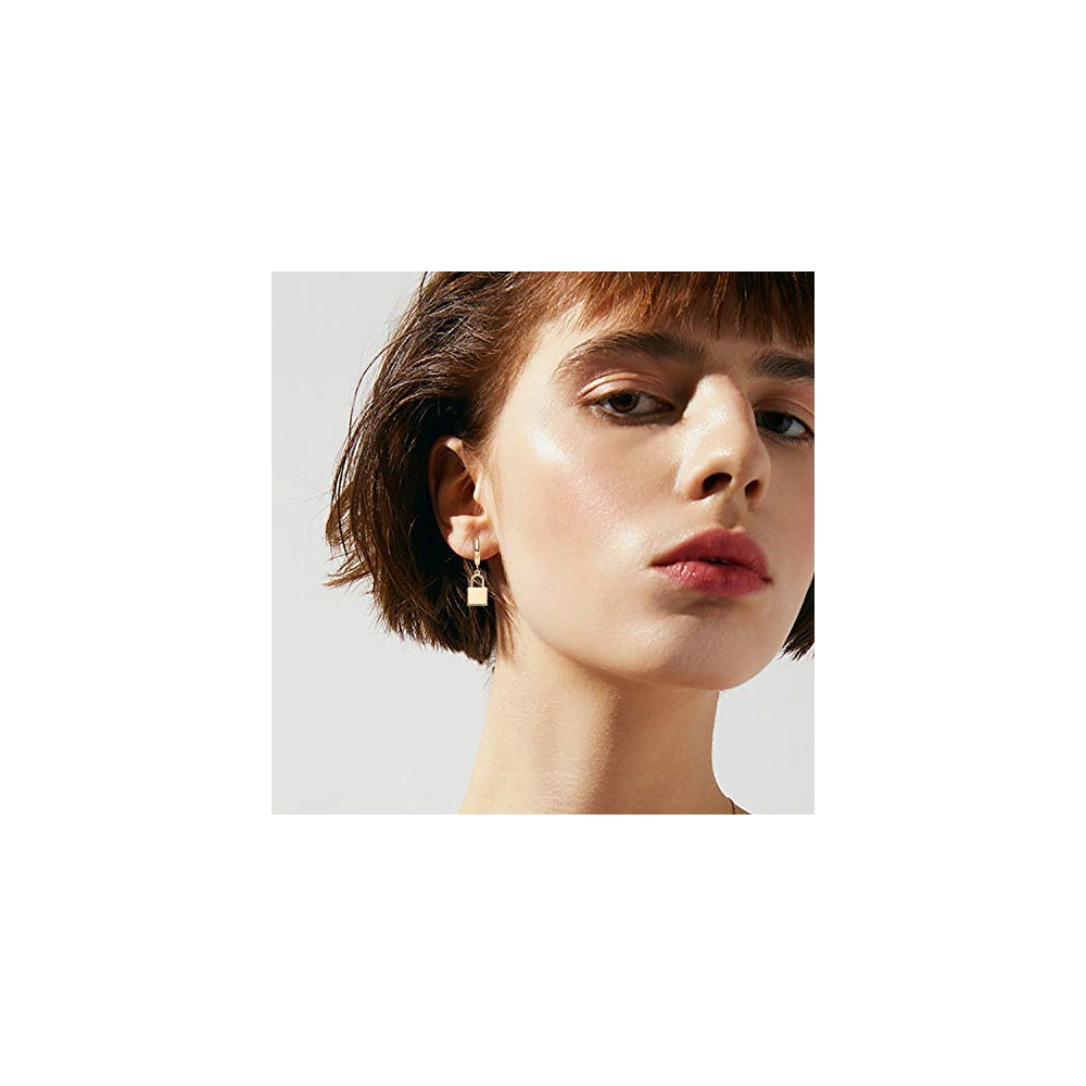 Aretes colgantes de aro contra el mal de ojo para mujer