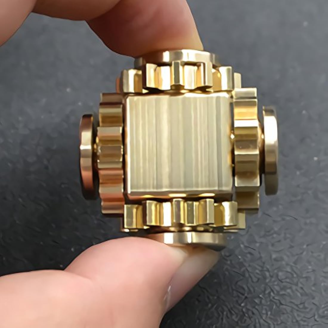 Cubo de latón puro para inquietos juguete de engranajes