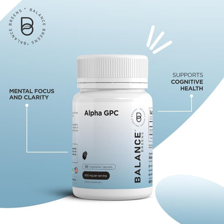 Suplemento de Colina Alpha GPC 600mg - Fórmula Avanzada de Memoria