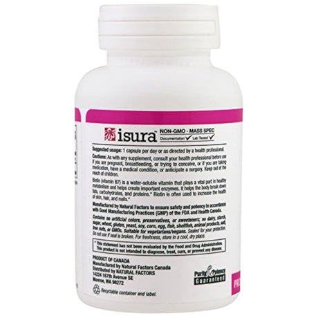 Biotina Extra Fuerza de 10000 MCG Natural factores 60 Vcaps
