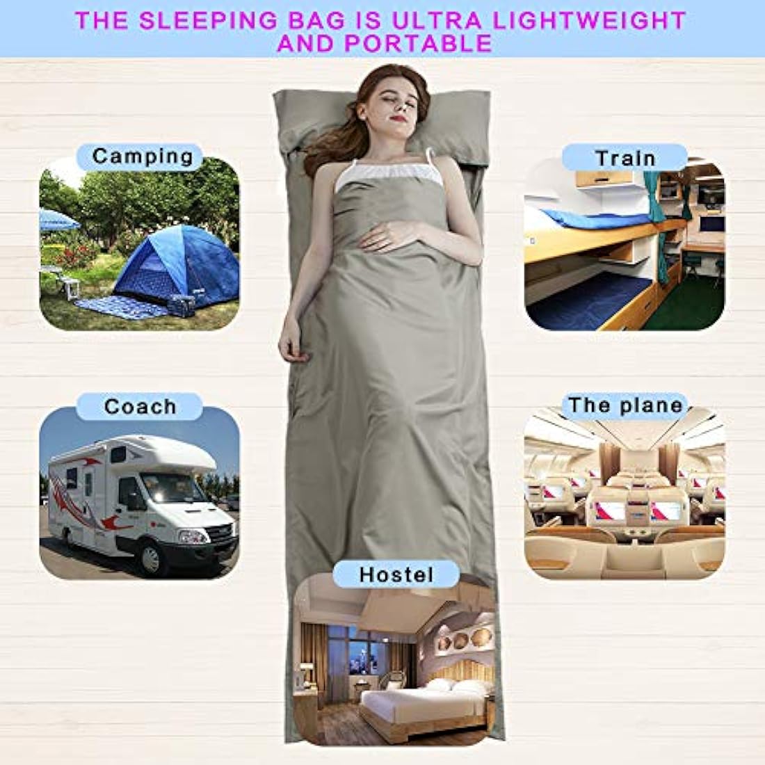 Saco de dormir OTDEST para viaje y camping, ligero, compacto