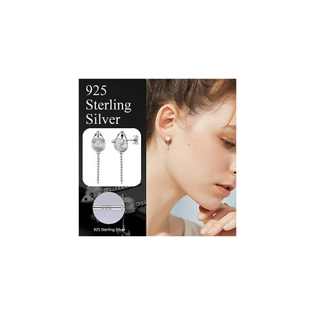 Aretes colgantes de plata con diseño para mujeres
