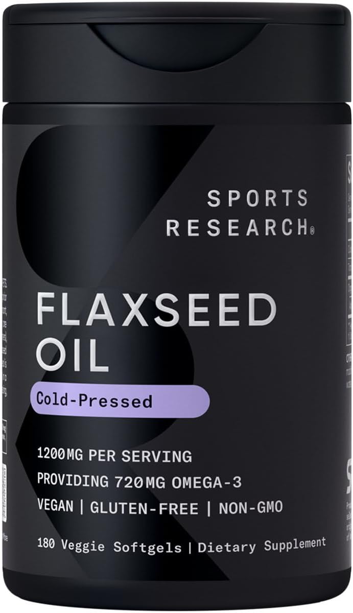 Suplemento de Aceite de Linaza Vegano Sports Research 180 Softgels