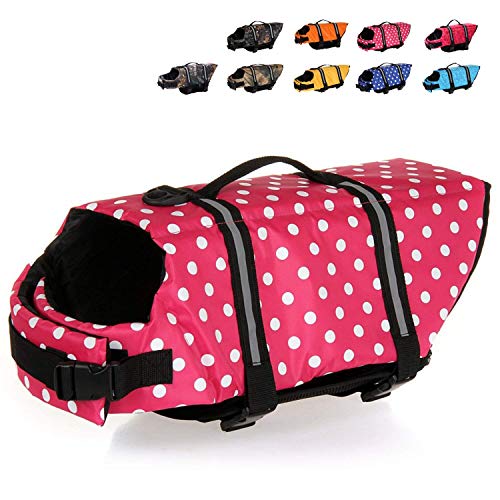 HAOCOO - Chaleco salvavidas para perro, chaleco salvavidas, traje de baño de seguridad con rayas reflectantes/cinturón ajustable para perro.