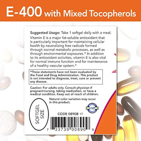 Ahora E-400 Mixed tocopherols, 50 softgels