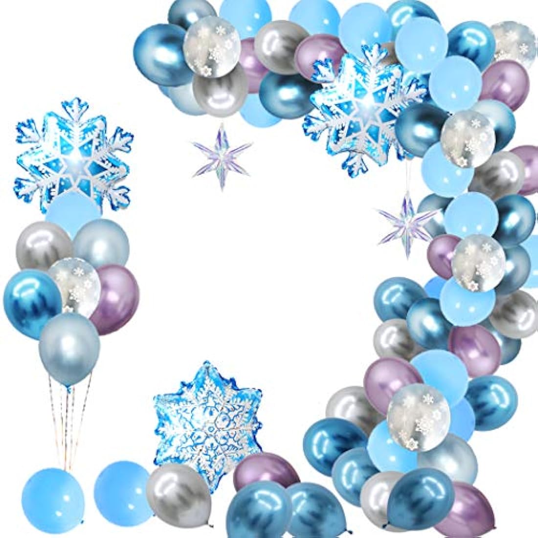 Guirnalda de globos de copo de nieve Finypa, juego de 90