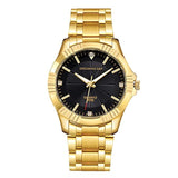 Reloj de acero inoxidable dorado, cristales estilo clásico