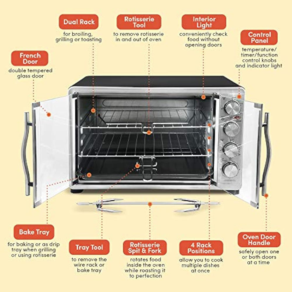 Horno tostador de convección con doble puerta