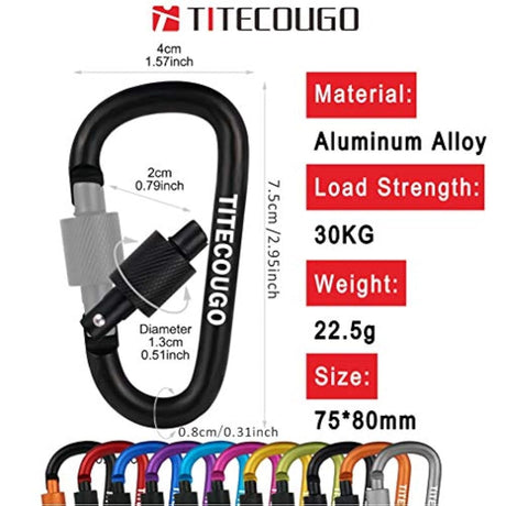 TITECOUGO - Mosquetón de alta resistencia para acampar