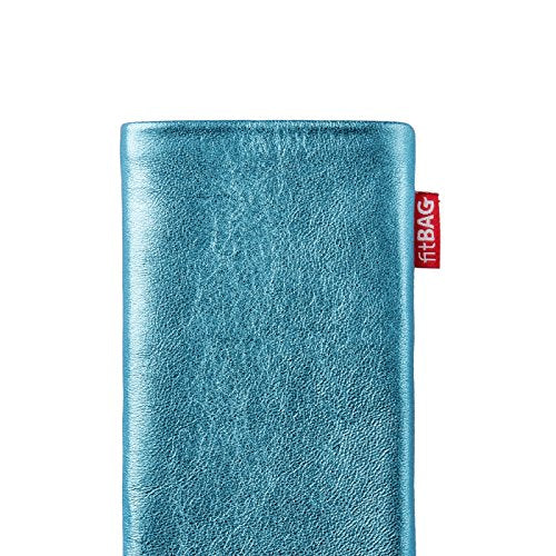 fitBAG Groove Turquoise - Funda personalizada para Samsung Galaxy S22 Ultra | Fabricada en Alemania | Funda de piel fina de napa con forro de microfibra para limpieza de pantallas