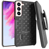 Rome Tech Funda con clip para cinturón para Samsung Galaxy S22 de 6.1 pulgadas [solamente] Combo de funda delgada y resistente, funda resistente para teléfono con soporte compatible con Samsung Galaxy S22, color negro
