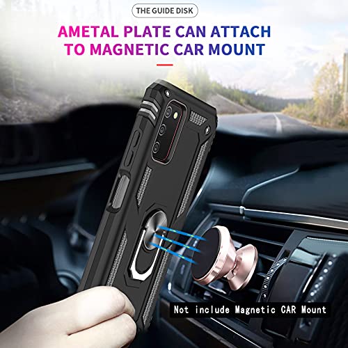 LeYi for Samsung Galaxy A03S Case, Samsung A03S Case with [2 Pack] Tempered Glass Screen Protector, [Military-Grade] Magnetic Ring Kickstand Protective Phone Case for Galaxy A03S (6.5 Inch), Black