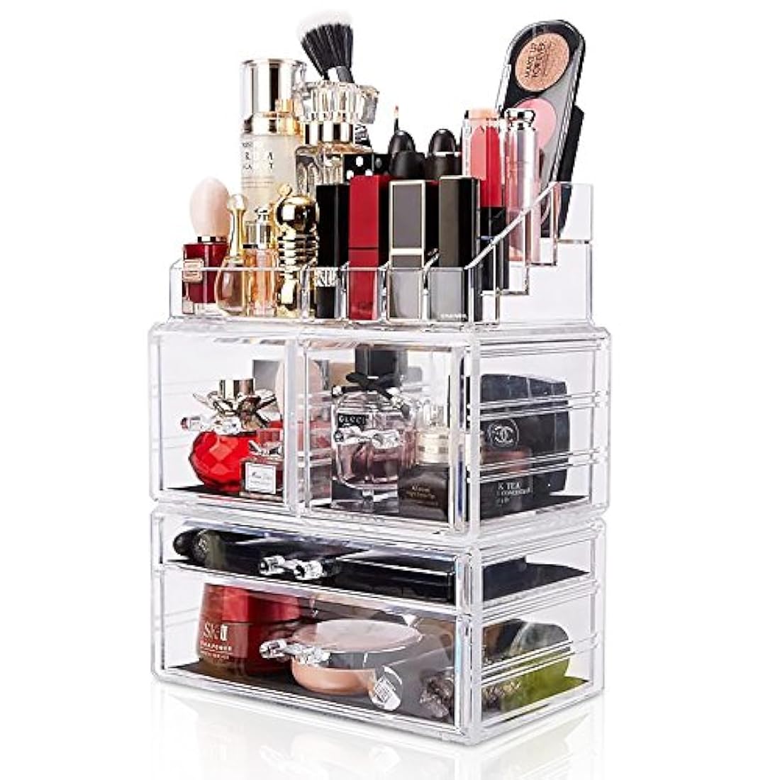 Organizador de maquillaje de 3 piezas de acrílico cosméticos