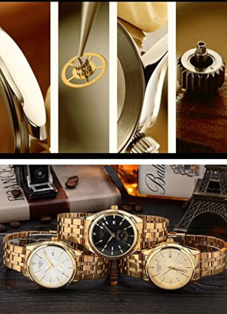 Fanmis - Reloj de pulsera analógico de cuarzo dorado