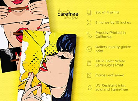 Carefree Bee - Juego de 4 impresiones de arte pop Art