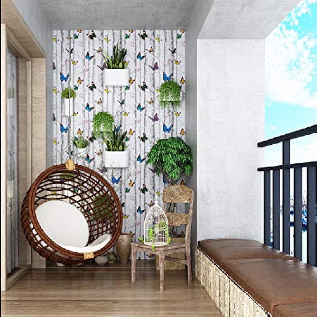 papel pintado de madera autoadhesivo contacto blanco fondo de mariposas