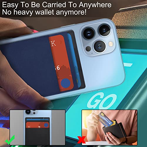 imluckies Cartera magnética compatible con MagSafe Wallet diseñada para iPhone 13 Pro Max/13 Pro/13/13 Mini, doble tela elástica con bolsillos para tarjetas para iPhone 12 Pro Max Mini, color azul