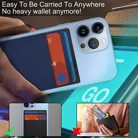 imluckies Cartera magnética compatible con MagSafe Wallet diseñada para iPhone 13 Pro Max/13 Pro/13/13 Mini, doble tela elástica con bolsillos para tarjetas para iPhone 12 Pro Max Mini, color azul